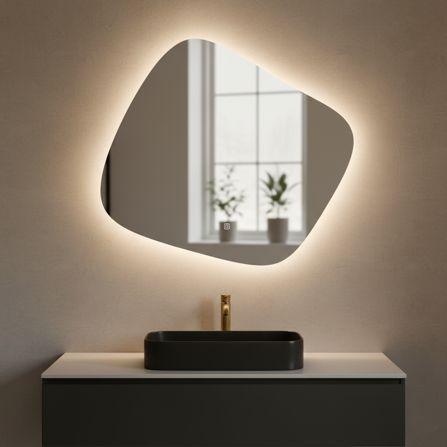 Amorphous Trendy LED Mirror | LED Mirror For Walls | 24x24 Inch High Quality Mirror | Mirror For Bathroom & Washroom