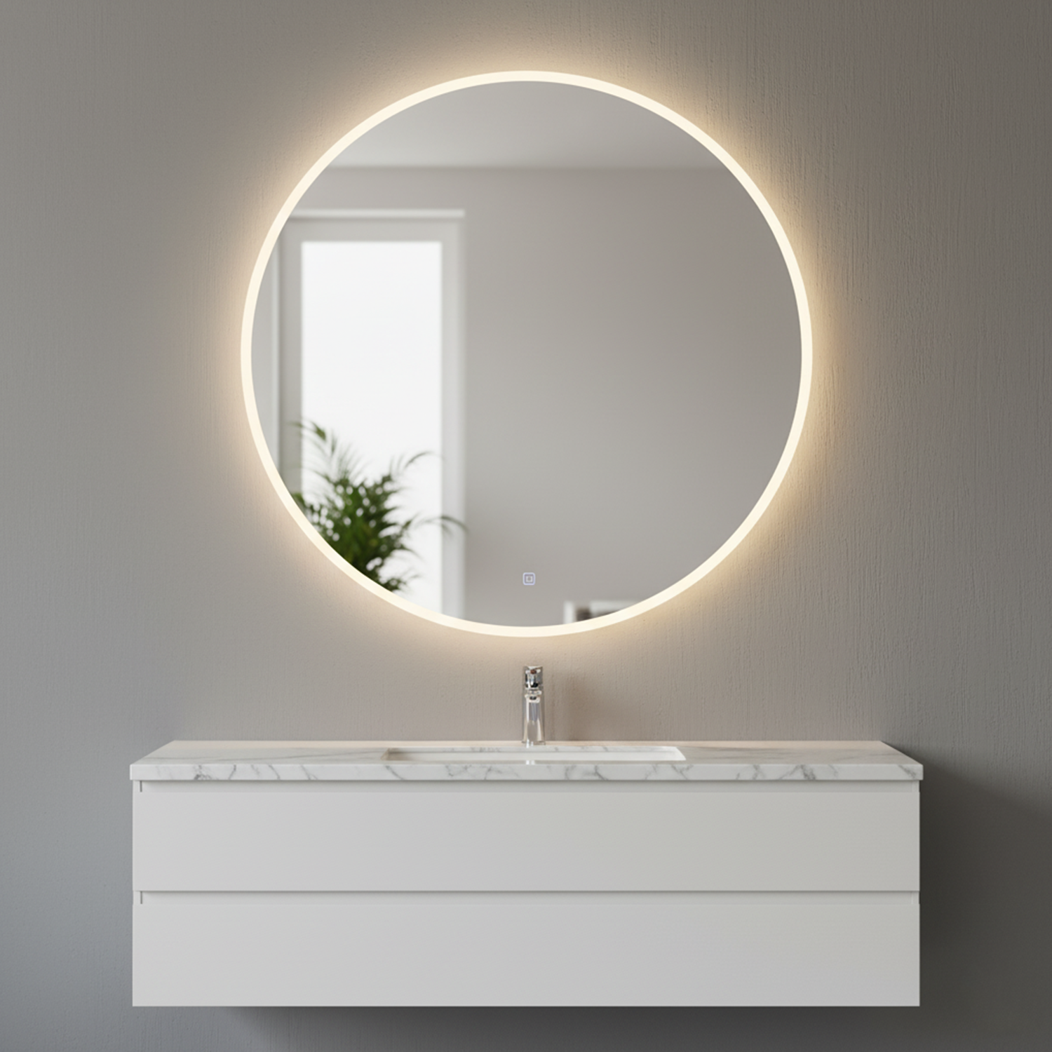 LED Simple Round Mirror | LED Mirror For Walls | 24x24 Inch High Quality Mirror | Mirror For Bathroom & Washroom