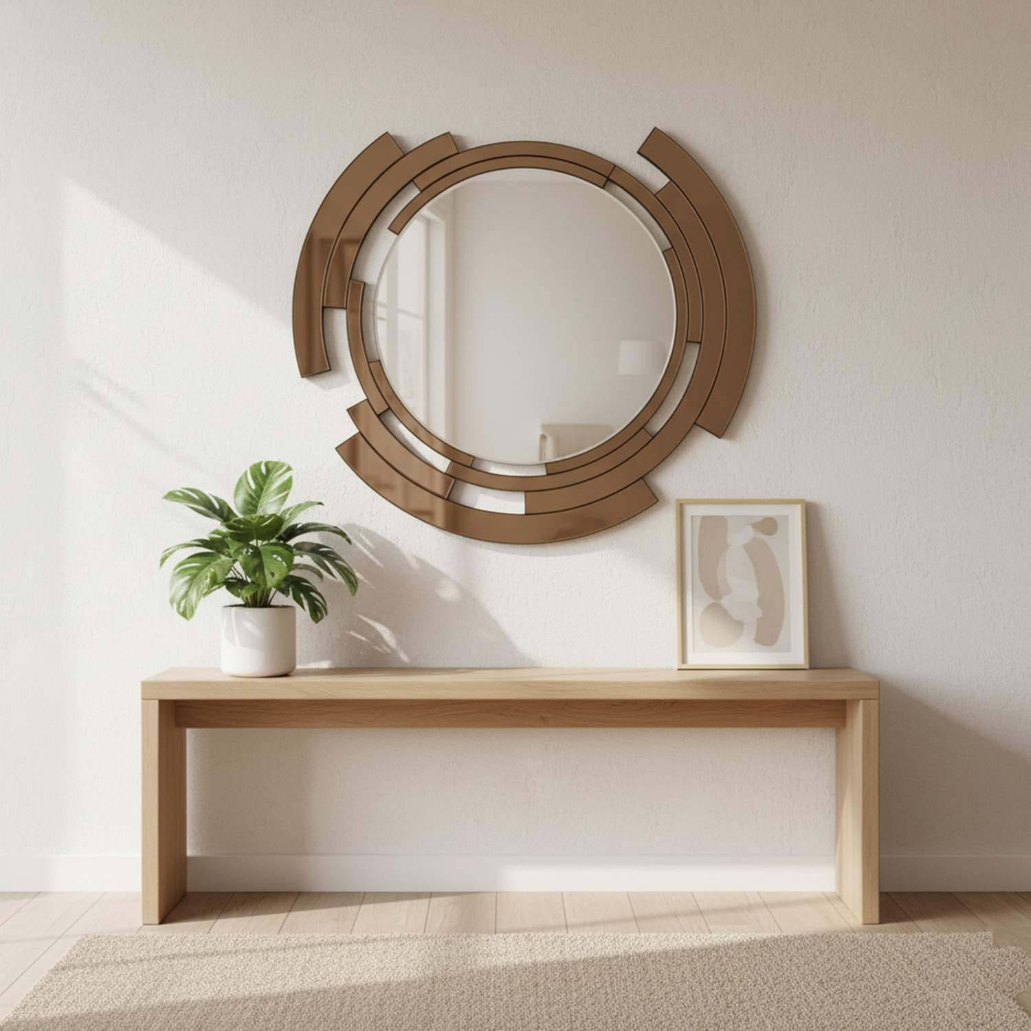 Modern Accent Mirror | Decorative Round Mirror For Walls | 24x24 Inch High Quality Mirror | Round Mirror For Living Room, Entryway, Bedroom & Washroom