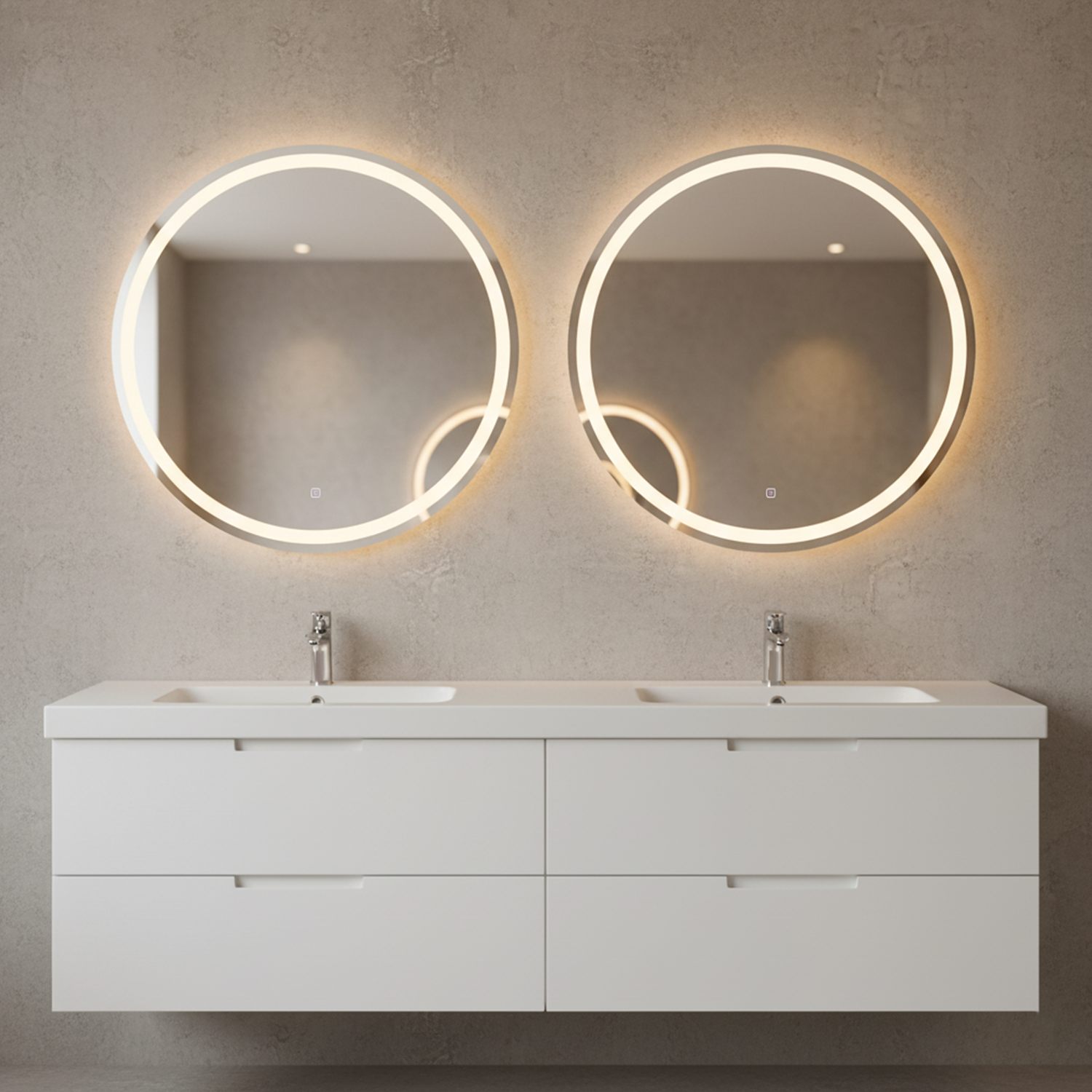 Paired Illuminated LED Round Mirrors | LED Mirror For Walls | 24x24 Inch High Quality Mirrors | Mirrors For Bathroom & Washroom