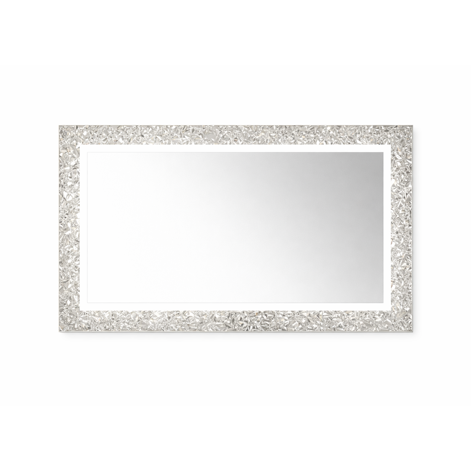 Crushed Glass Rectangular Crystal Mirror | Decorative Mirror For Walls | 24x18 Inch High Quality Mirror | Mirror For Bathroom & Washroom