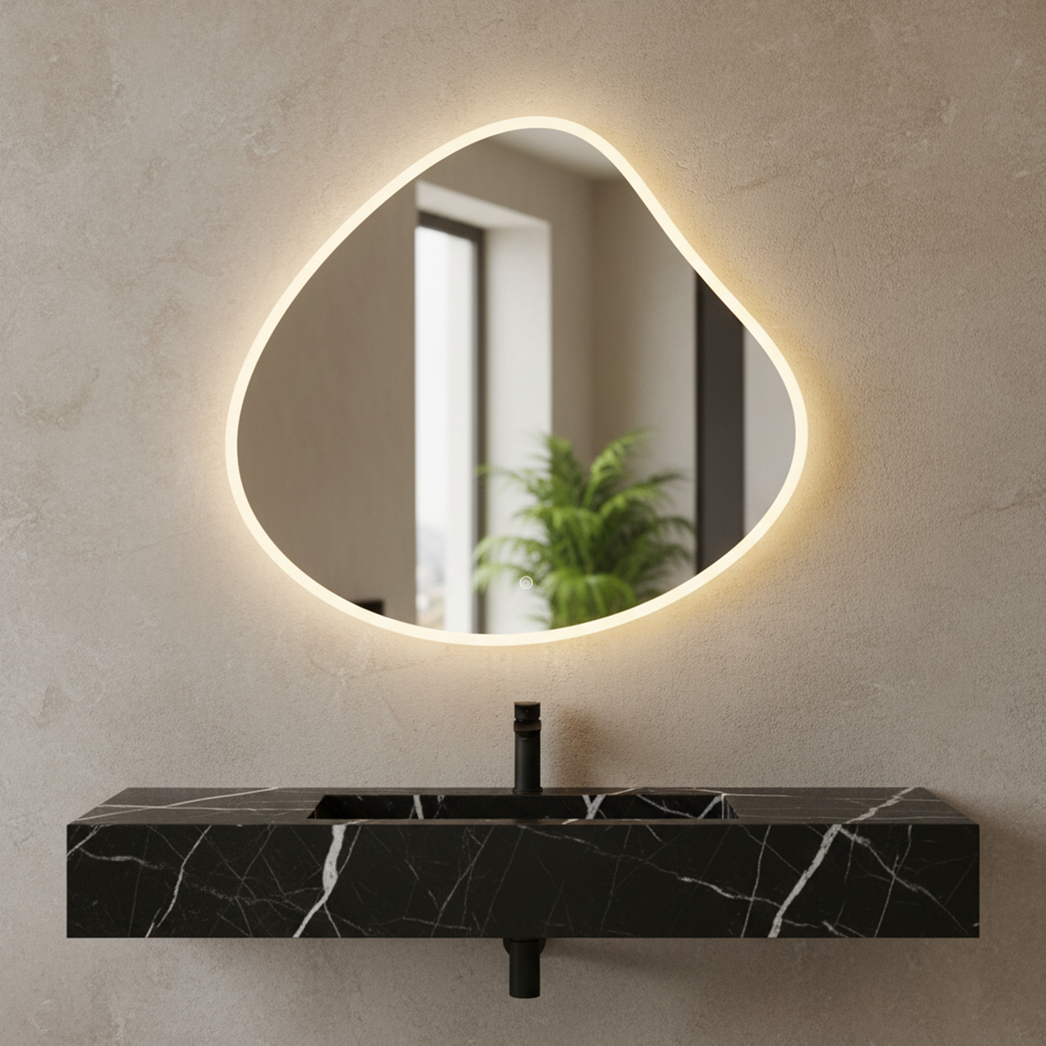 LED Freeform Pebble Mirror | LED Mirror For Walls | 24x24 Inch High Quality Mirror | Mirror For Bathroom & Washroom