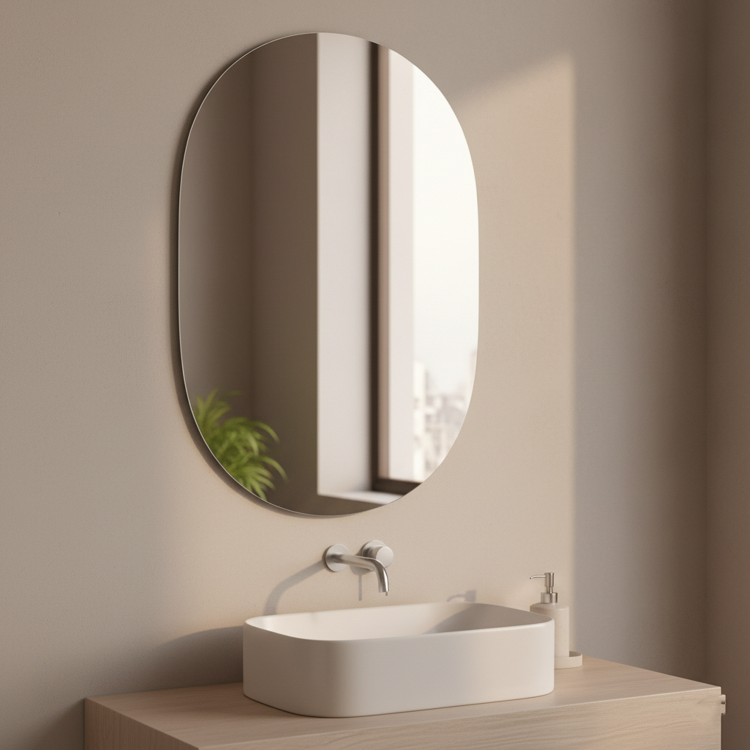 Frameless Vertical Oval Mirror | Decorative Mirror For Walls | 18x24 Inch High Quality Mirror | Mirror For Bathroom & Washroom