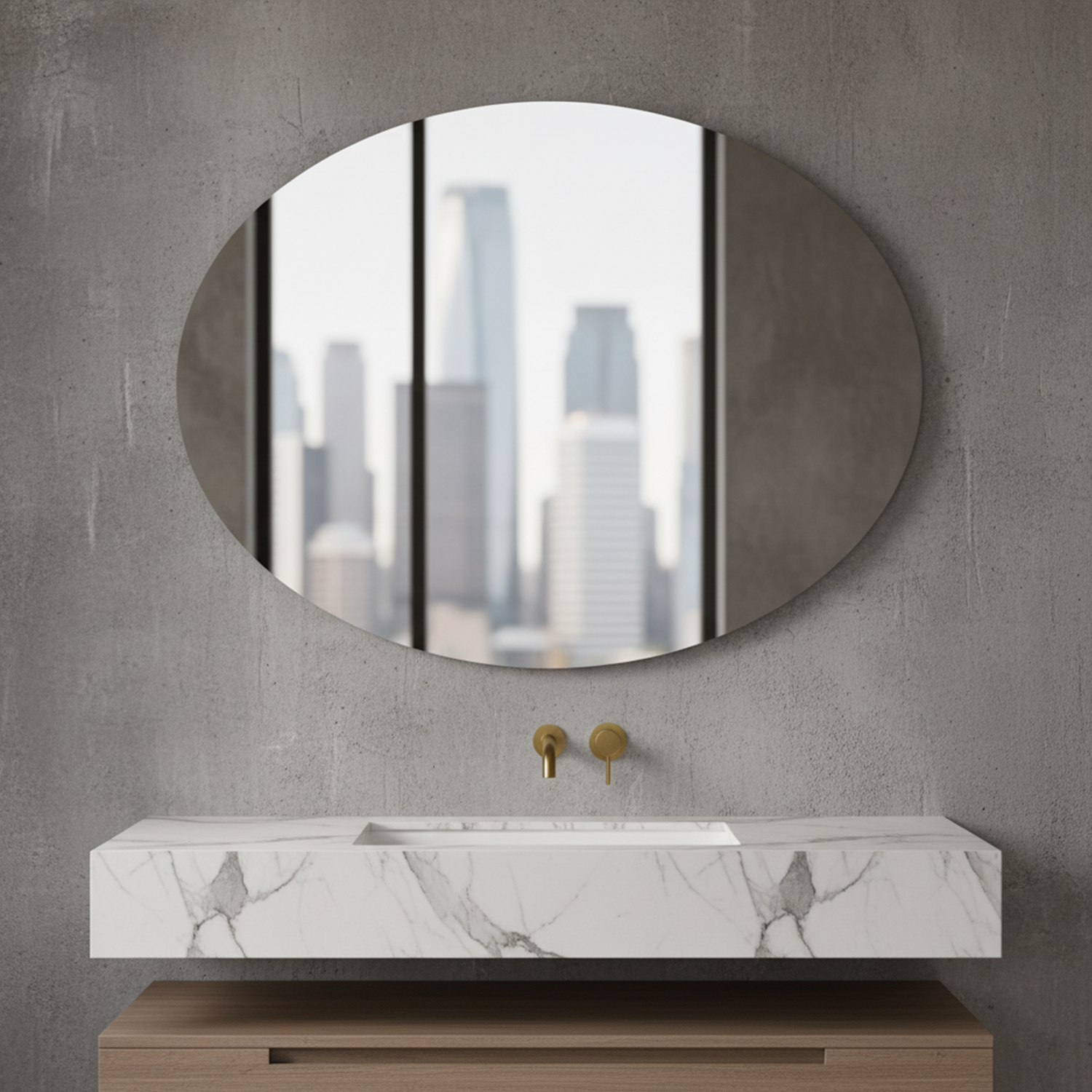 Elegant Frameless Oval Mirror | Decorative Mirror For Walls | 24x18 Inch High Quality Mirror | Mirror For Bathroom & Washroom