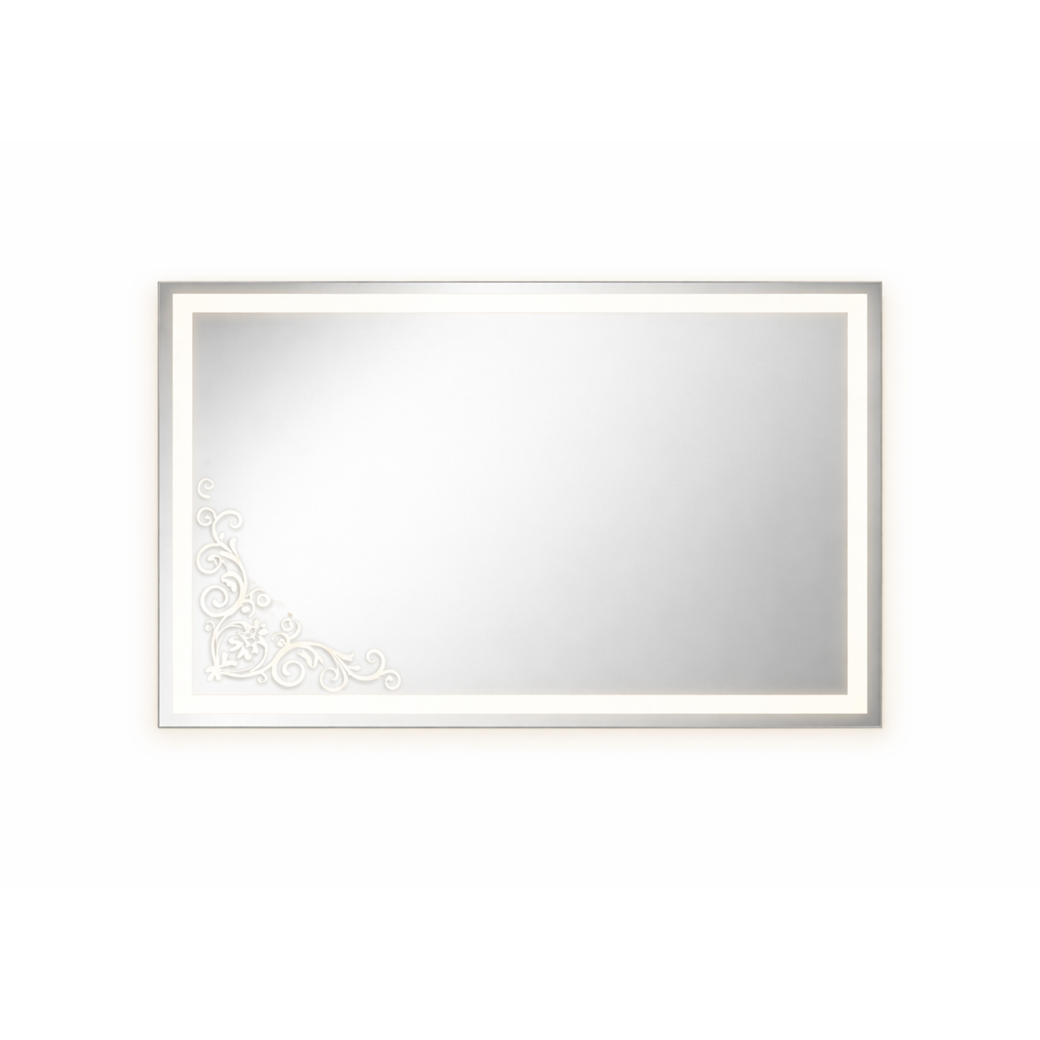 LED Rectangular Mirror With Etched Design | LED Mirror For Walls | 24x18 Inch High Quality Mirror | Mirror For Bathroom & Washroom