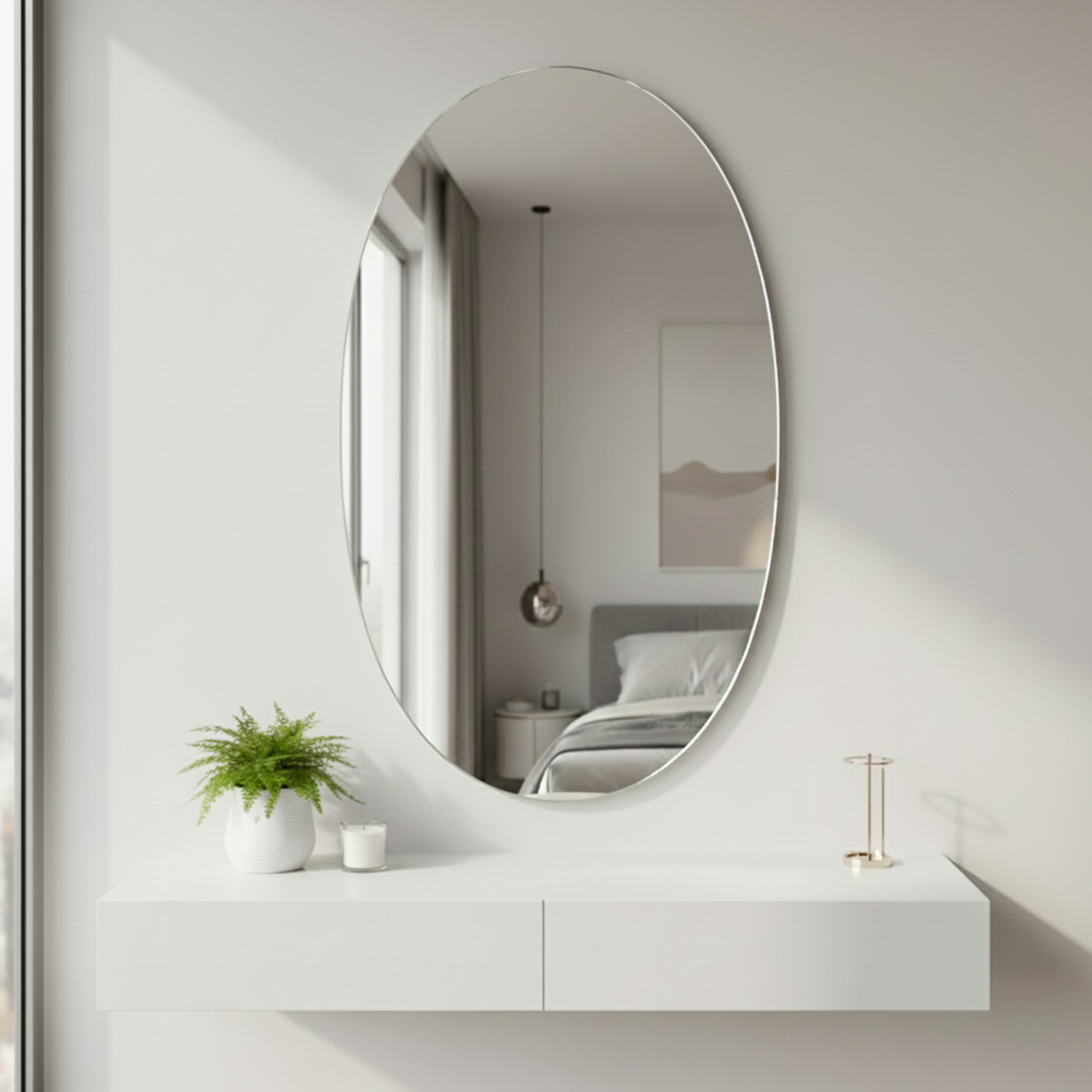 Vertical Oval Mirror | Vertical Mirror For Walls | 75x75 Inch High Quality Mirror | Mirror For Living Room, Bedroom & Washroom