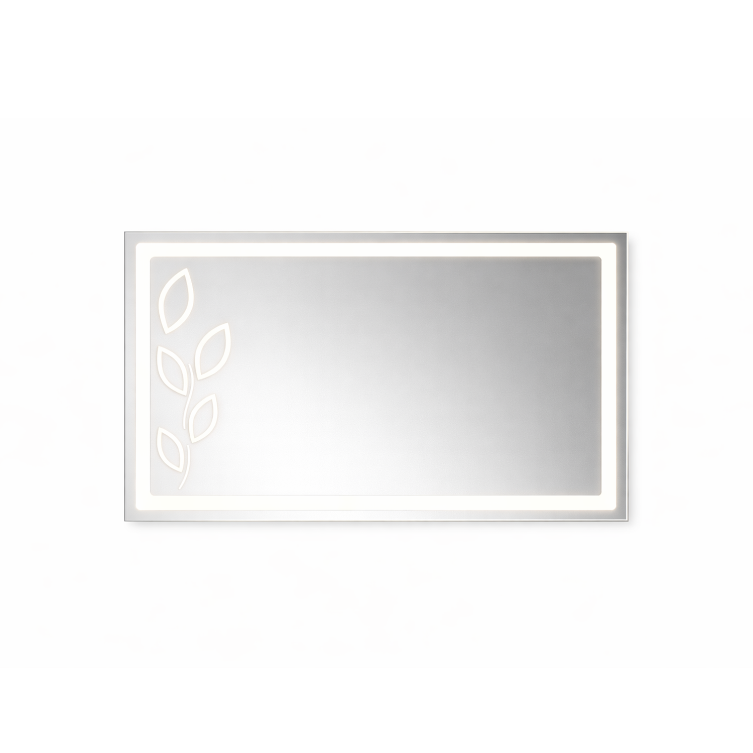 LED Rectangular Mirror With Etched Flower Design | LED Mirror For Walls | 24x18 Inch High Quality Mirror | Mirror For Bathroom & Washroom