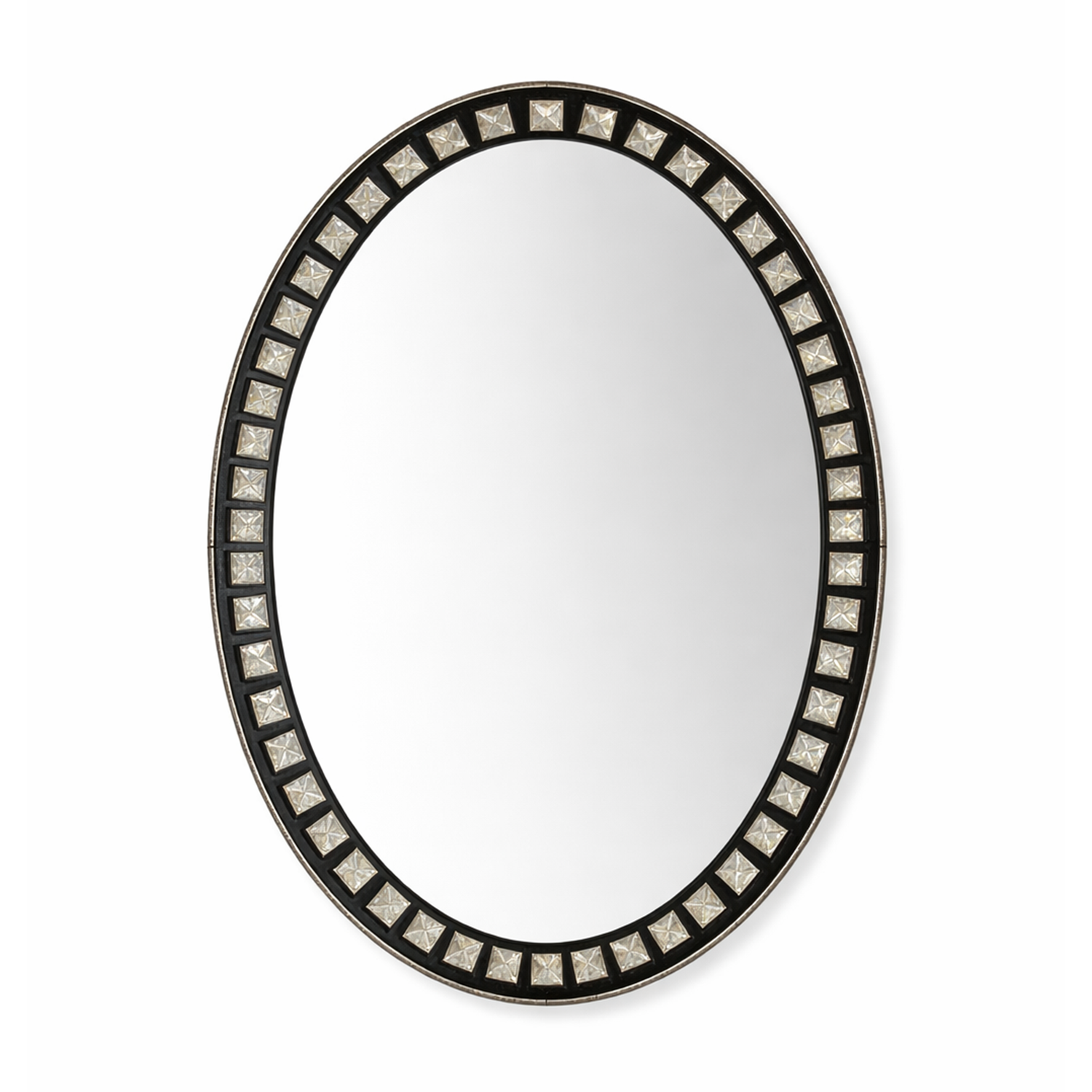 Gem Themed Oval Crystal Mirror | Decorative Mirror For Walls | 18x24 Inch High Quality Mirror | Decorative Mirror For Living Room, Bedroom & Washroom