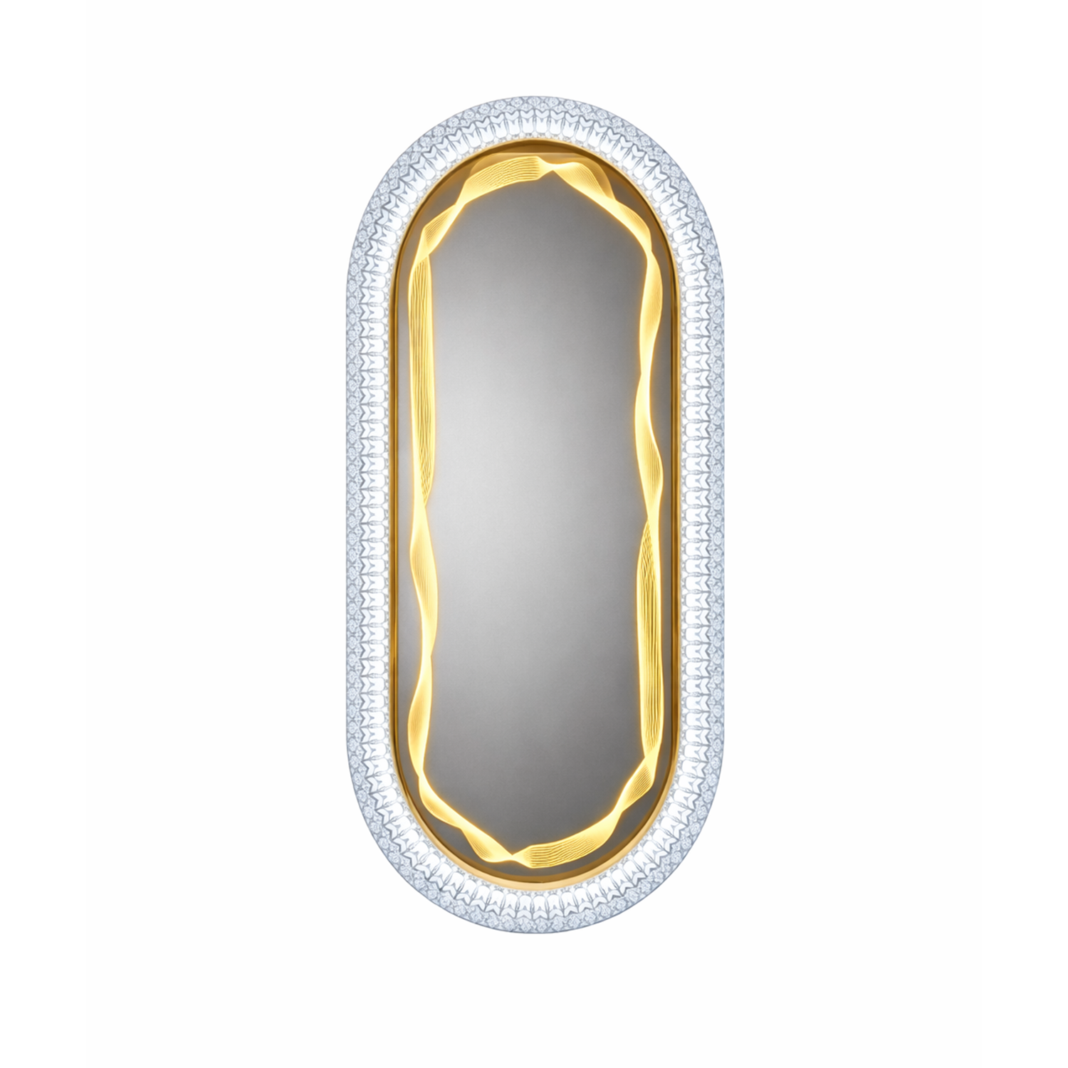 Studded Oval LED Dressing Mirror | Wall Mounted LED Mirror | 24x48 Inch High Quality Decorative Mirror | Dressing Mirror For Vanity Vans, Makeup Rooms, Salons & Home Dressing Areas