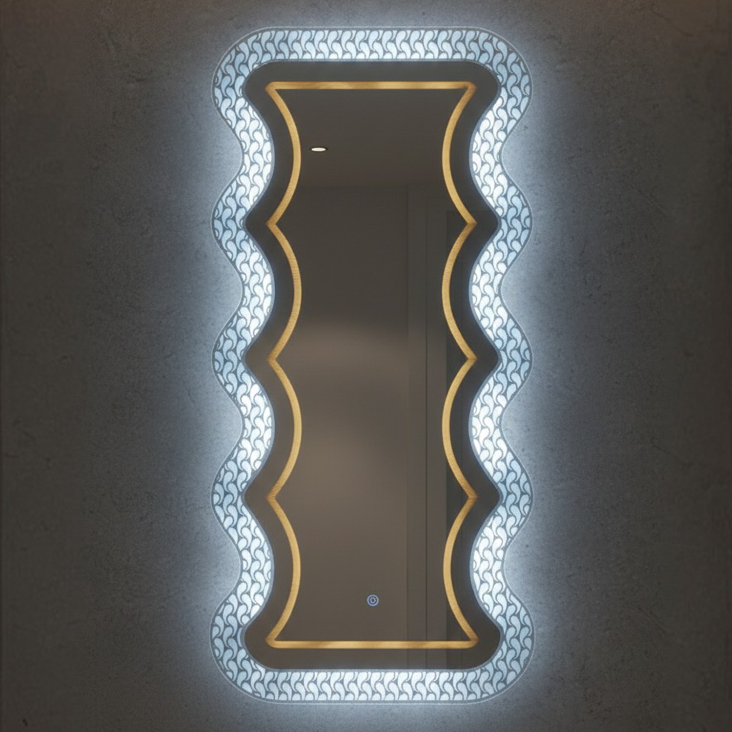 Wavy LED Vertical Dressing Mirror | Wall Mounted LED Mirror | 24x48 Inch High Quality Decorative Mirror | Dressing Mirror For Vanity Vans, Makeup Rooms, Salons & Home Dressing Areas