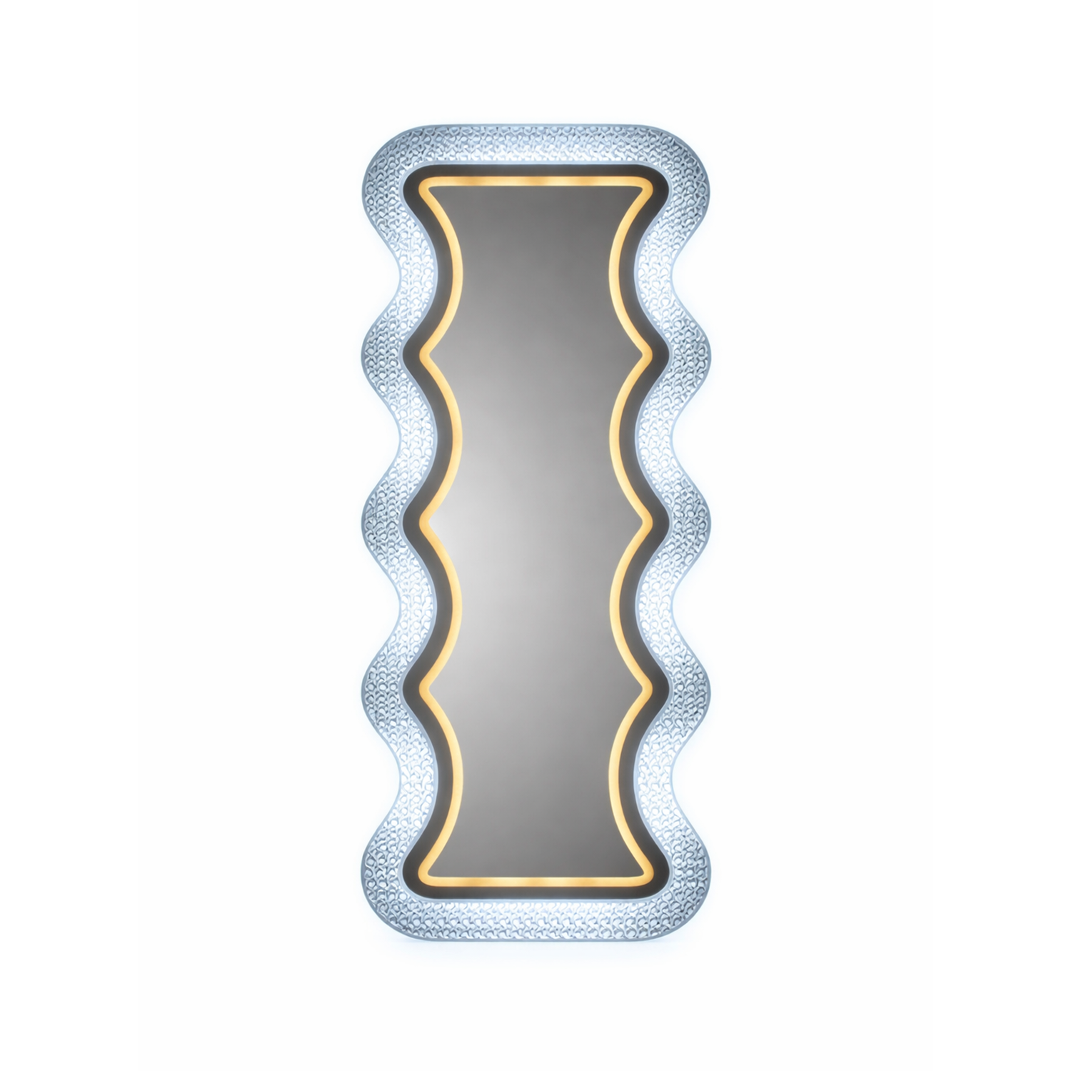 Wavy LED Vertical Dressing Mirror | Wall Mounted LED Mirror | 24x48 Inch High Quality Decorative Mirror | Dressing Mirror For Vanity Vans, Makeup Rooms, Salons & Home Dressing Areas