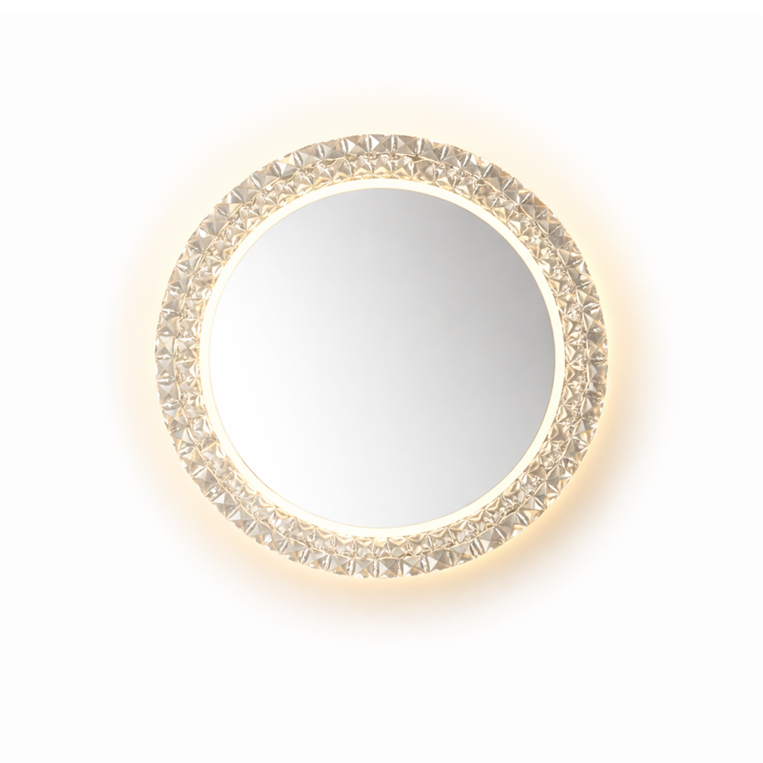 Diamond Themed Round Crystal Mirror | Decorative Mirror For Walls | 24x24 Inch High Quality Mirror | Decorative Mirror For Living Room, Bedroom & Washroom