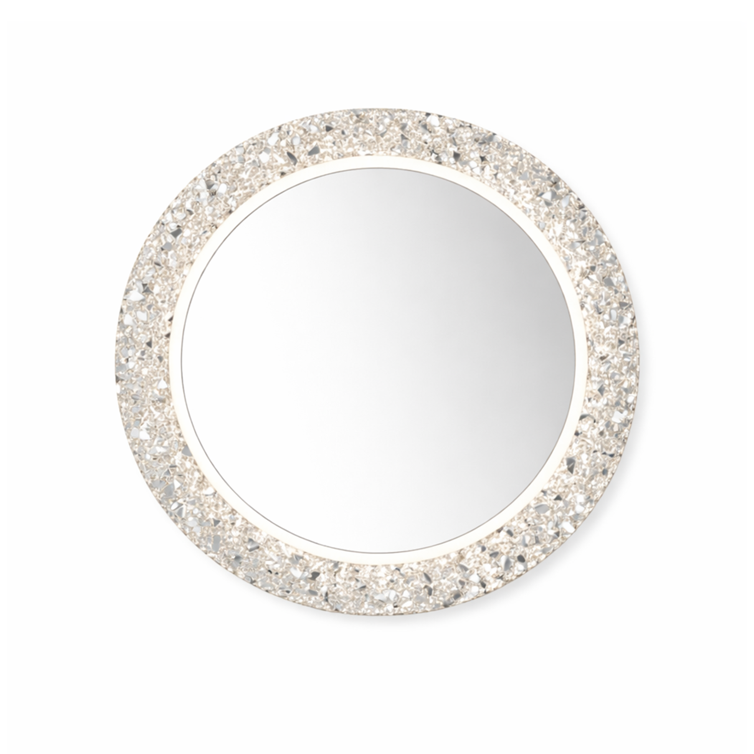 Casmer Round Crystal Mirror | Decorative Mirror For Walls | 24x24 Inch High Quality Mirror | Mirror For Bathroom & Washroom