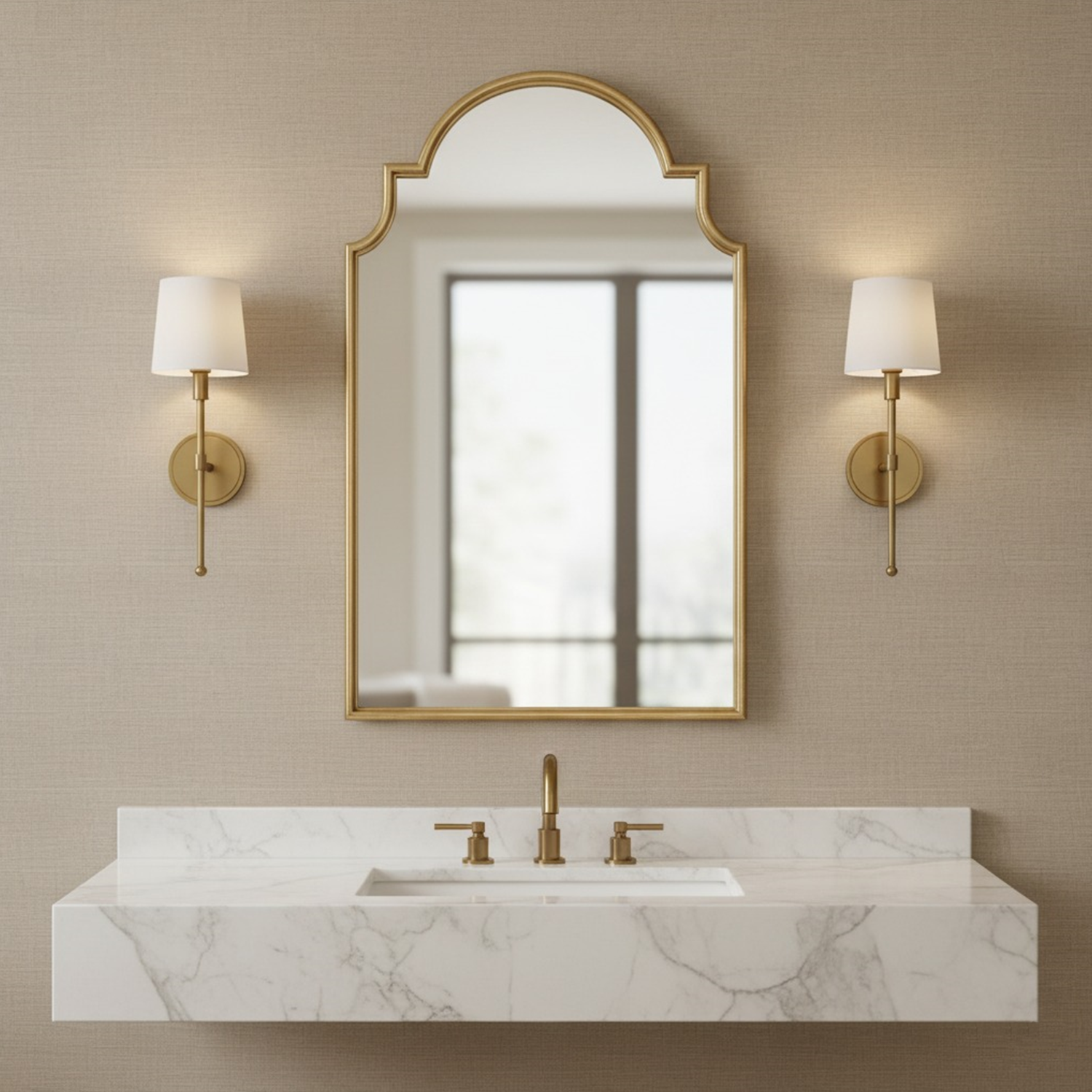 Decorative Gold Outline Mirror | Decorative Mirror For Walls | 18x24 Inch High Quality Mirror | Mirror For Bathroom & Washroom