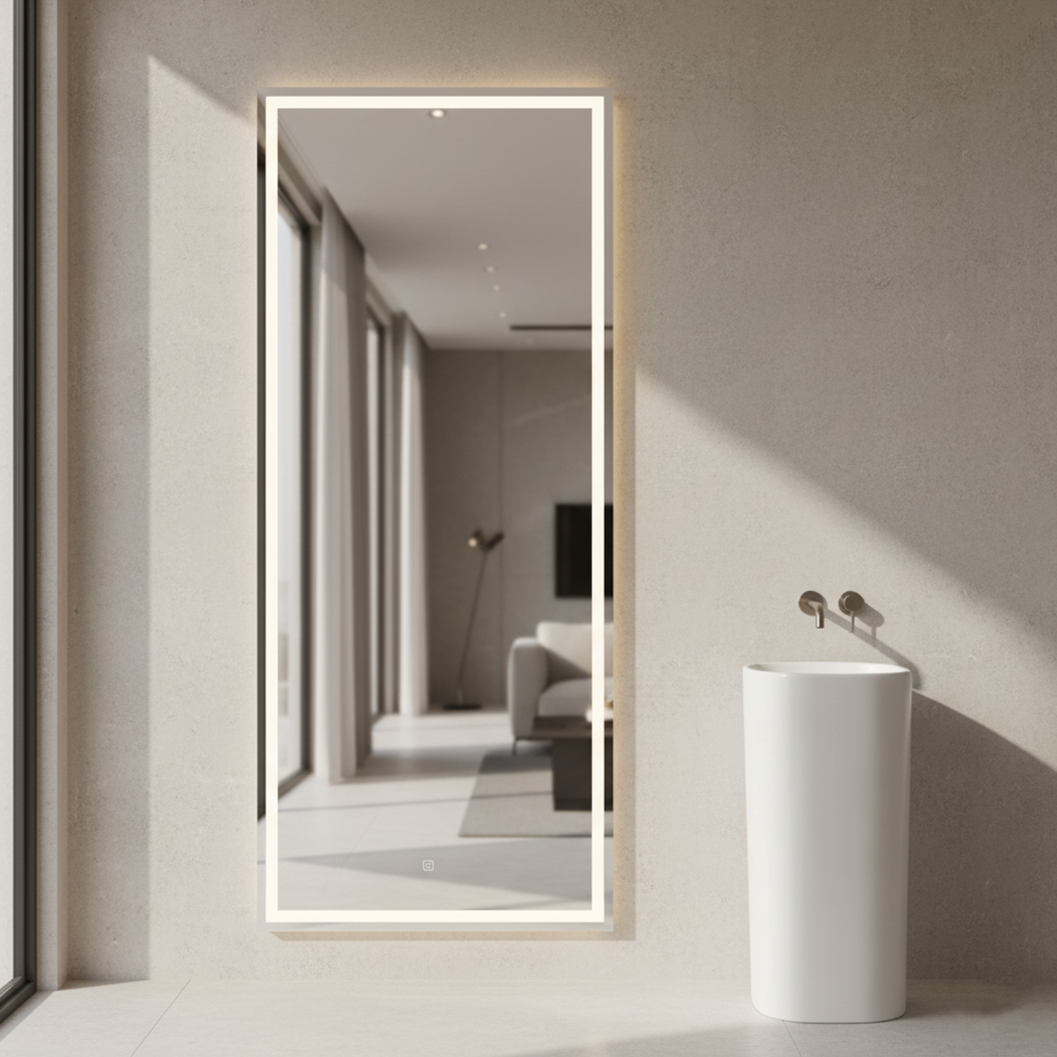 Rectangular Full-Length LED Round Mirror | LED Dressing Mirror | 24x48 Inch High Quality Mirror | Decorative Mirror For Living Room, Bedroom & Offices