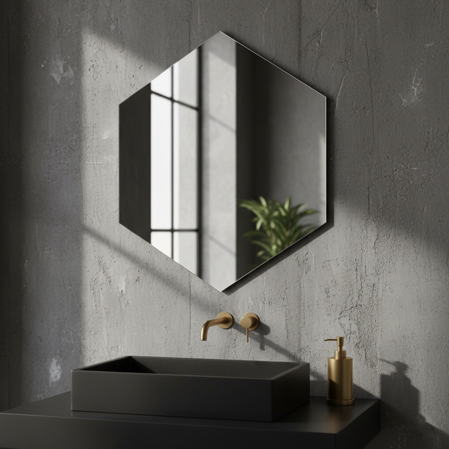 Frameless Hexagon Mirror | Decorative Mirror For Walls | 24x24 Inch High Quality Mirror | Elegant Mirror For Bathroom & Washroom
