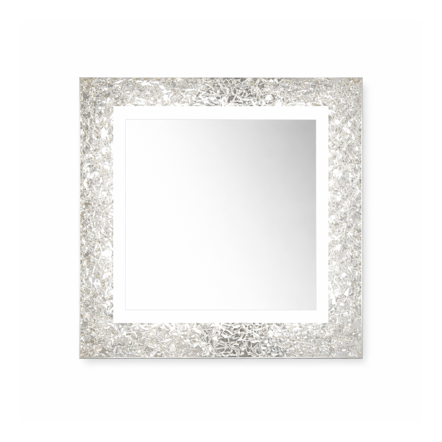 Crushed Glass Square Crystal Mirror | Decorative Mirror For Walls | 24x24 Inch High Quality Mirror | Mirror For Bathroom & Washroom
